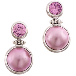 1" 925 Silver Pink Mabe Pearl Pink Quartz Post Earrings