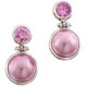 1" 925 Silver Pink Mabe Pearl Pink Quartz Post Earrings