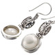 1 3/16" 925 Sterling Silver White Mabe Pearl Drop Earrings