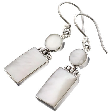 1" 925 Silver Mother Of Pearl Iridescent French Earrings