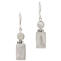 1" 925 Silver Mother Of Pearl Iridescent French Earrings