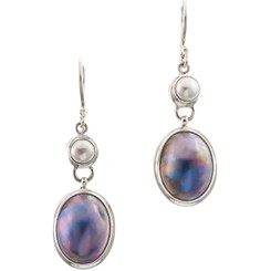 1 3/16" 925 Silver Genuine Freshwater Pearl Oval Earrings