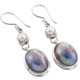 1 3/16" 925 Silver Genuine Freshwater Pearl Oval Earrings