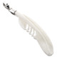 2 13/16" 925 Silver Bison Bone Carving Feather us Pendant