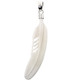 2 13/16" 925 Silver Bison Bone Carving Feather us Pendant