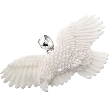 2 5/16" 925 Silver Bison Bone Carving Eagle us Pendant