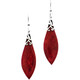 2 3/8" 925 Silver Genuine Red Coral French Drop Earrings