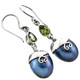 1 3/16" 925 Silver Blue Mabe Pearl Peridot French Earrings