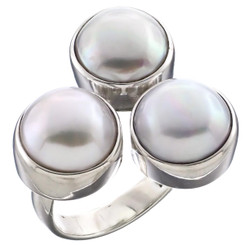 925 Sterling Silver White Freshwater Pearl us 5 Ring