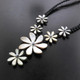 Mother Of Pearl Rope Flower Shell us 18" Blacklip Necklace