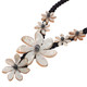 Mother Of Pearl Rope Flower Shell us 18" Black Necklace