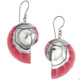 1 3/16" 925 Silver Nautilus Shell Pink French Wires Earrings