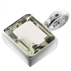 5/8" 925 Sterling Silver Green Amethyst us Pendant