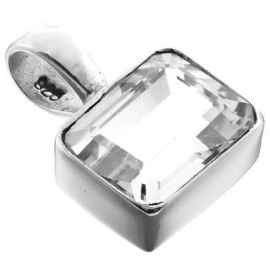 5/8" 925 Sterling Silver White Quartz us Pendant
