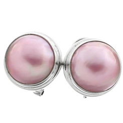 9/16" 925 Silver Pink Mabe Pearl Omega Post Earrings