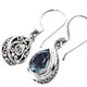1" 925 Silver Blue Topaz Teardrop French Hook Earrings