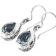 1" 925 Silver Blue Topaz Teardrop French Hook Earrings