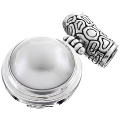 1 3/16" 925 Sterling Silver White Mabe Pearl us Pendant
