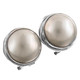 9/16" 925 Silver Silver White Mabe Pearl Omega Earrings