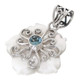 1 7/16" 925 Silver Blue Topaz Flower Shell us Pendant