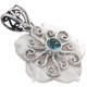1 7/16" 925 Silver Blue Topaz Flower Shell us Pendant