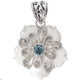 1 7/16" 925 Silver Blue Topaz Flower Shell us Pendant