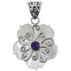 1 7/16" 925 Silver Amethyst Flower Shell us Pendant