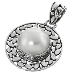 1 5/16" 925 Sterling Silver White Mabe Pearl us Pendant