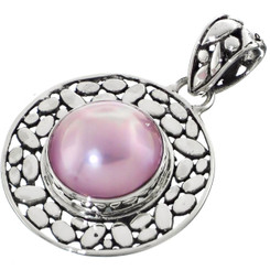 1 5/16" 925 Sterling Silver Pink Mabe Pearl us Pendant