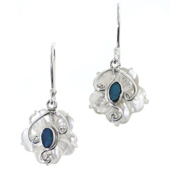 925 Silver Natural Opal White Mother Of Pearl Earrings