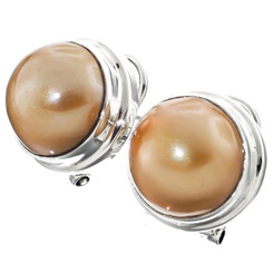 9/16" 925 Silver Gold Mabe Pearl Omega Post Earrings