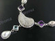 925 Silver Blue Topaz Amethyst Natural Druzy 17" Necklace