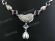 925 Silver Blue Topaz Amethyst Natural Druzy 17" Necklace
