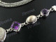 925 Silver Blue Topaz Amethyst Natural Druzy 17" Necklace