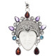 Tourmaline Peridot Multi Gem Goddess Buffalo Bone 925 Sterling Silver Pendant, 2 1/2"