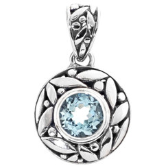 1 1/8" 925 Sterling Silver Blue Topaz Oval us Pendant