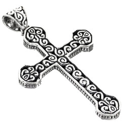 2 3/16" 925 Sterling Silver Cross us Pendant