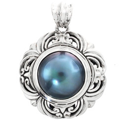 1 1/8" 925 Sterling Silver Blue Mabe Pearl us Pendant