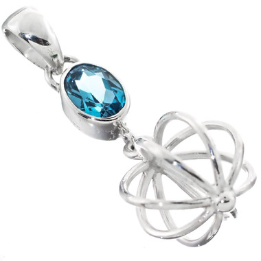 1 1/4" 925 Sterling Silver Swiss Blue Topaz us Pendant
