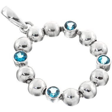 1 5/8" 925 Sterling Silver Swiss Blue Topaz us Pendant