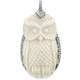 2 1/2" 925 Silver Bison Bone Cz Carved Owl us Pendant