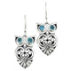3/4" 925 Silver Blue Topaz Owl French Wires Earrings