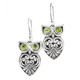 3/4" 925 Sterling Silver Peridot Owl French Wires Earrings
