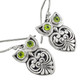 3/4" 925 Sterling Silver Peridot Owl French Wires Earrings