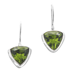 9/16" 925 Silver Peridot Trillion French Wires Earrings
