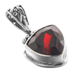 1" 925 Sterling Silver Red Garnet Trillion us Pendant