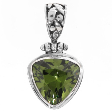 1" 925 Sterling Silver Peridot Trillion us Pendant