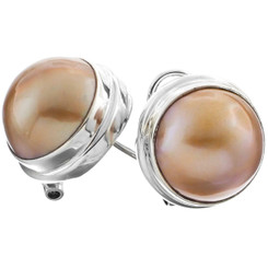 5/8" 925 Silver Gold Mabe Pearl Omega Post Earrings