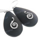 1 1/4" 925 Silver Volcanic Lava Stone Teardrop French Wires Earrings
