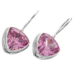 Big 12mm Trillion Pink CZ 925 Sterling Silver Earrings, 9/16"